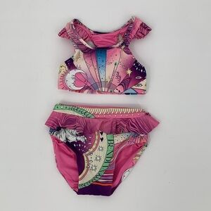 Agua Bendita Keily Eter bikini swim set top bottom pink blue moon toddler new 2T